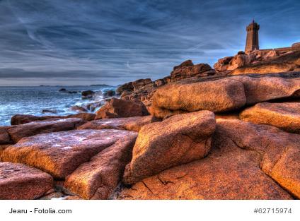Abendstimmung an der Cote de Granit Rose, Bretagne, Frankreich