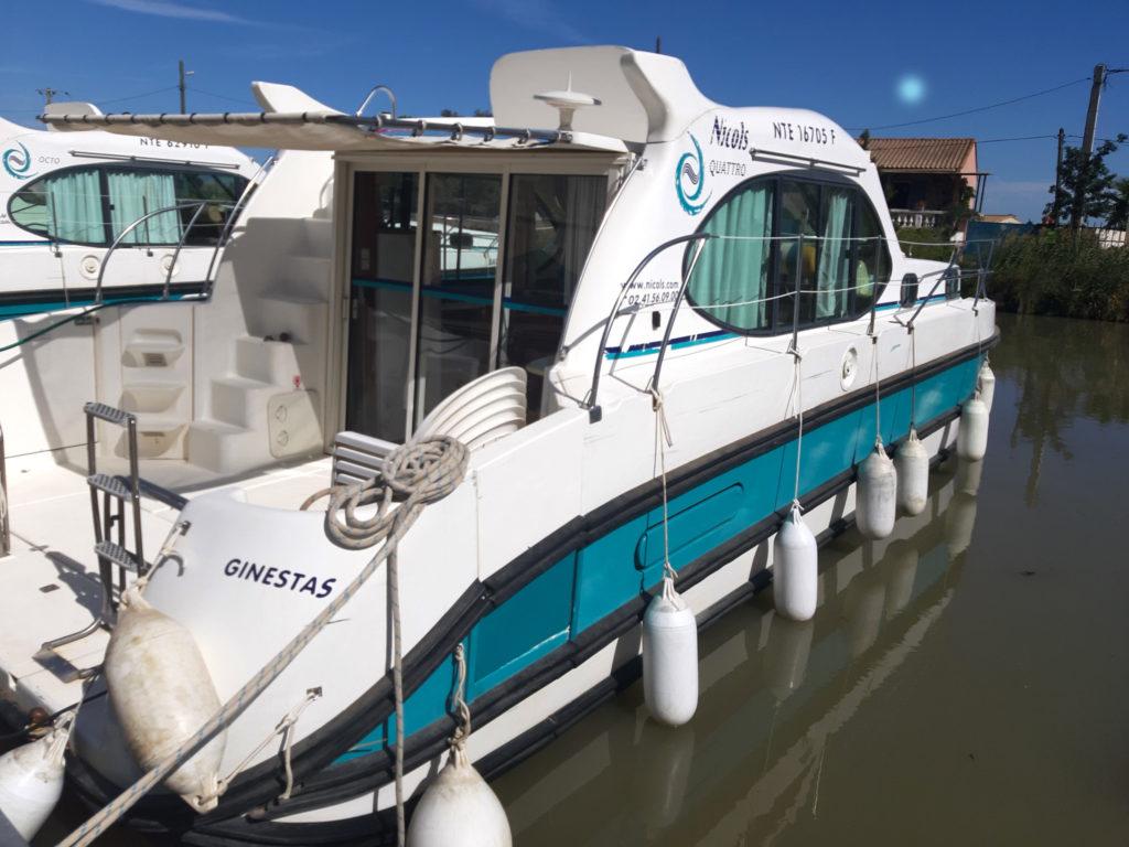 Terrassenboot auf dem Canal du Midi